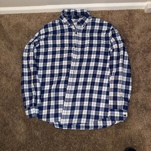 Men's Blue and White Checkered Shirt